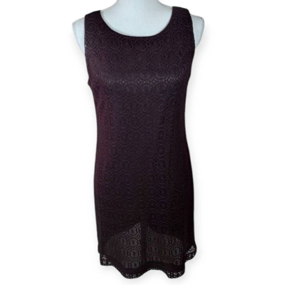 DAWN JOY FASHIONS SHEER BLACK/HINT OF PURPLE LACE DRESS SZ.5-6 EUC.